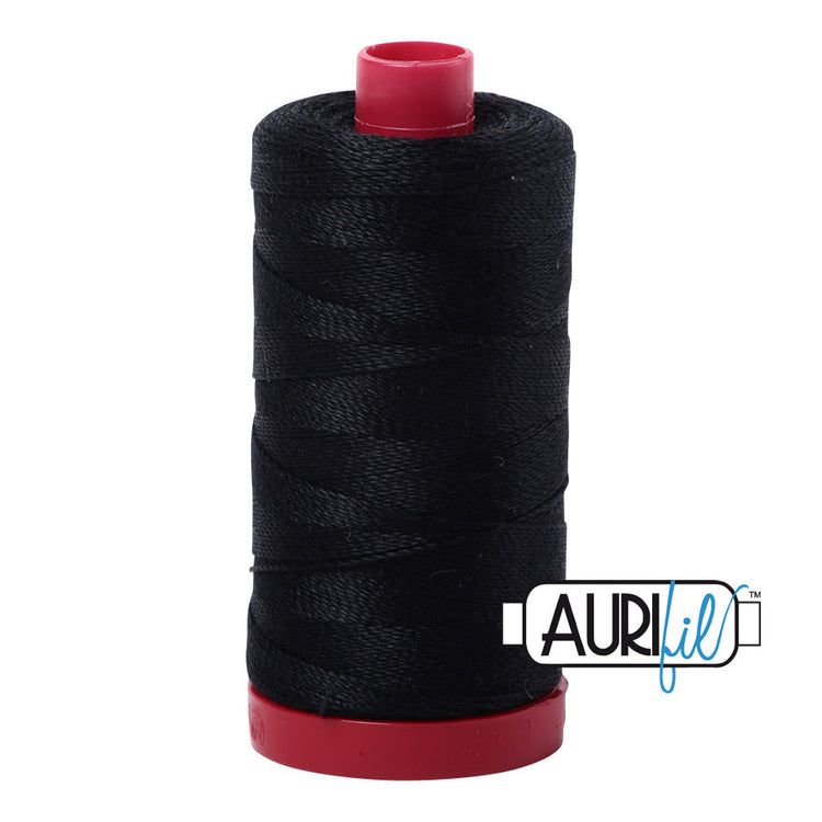 2692 Black Aurifil Cotton 12 WT Large Spool