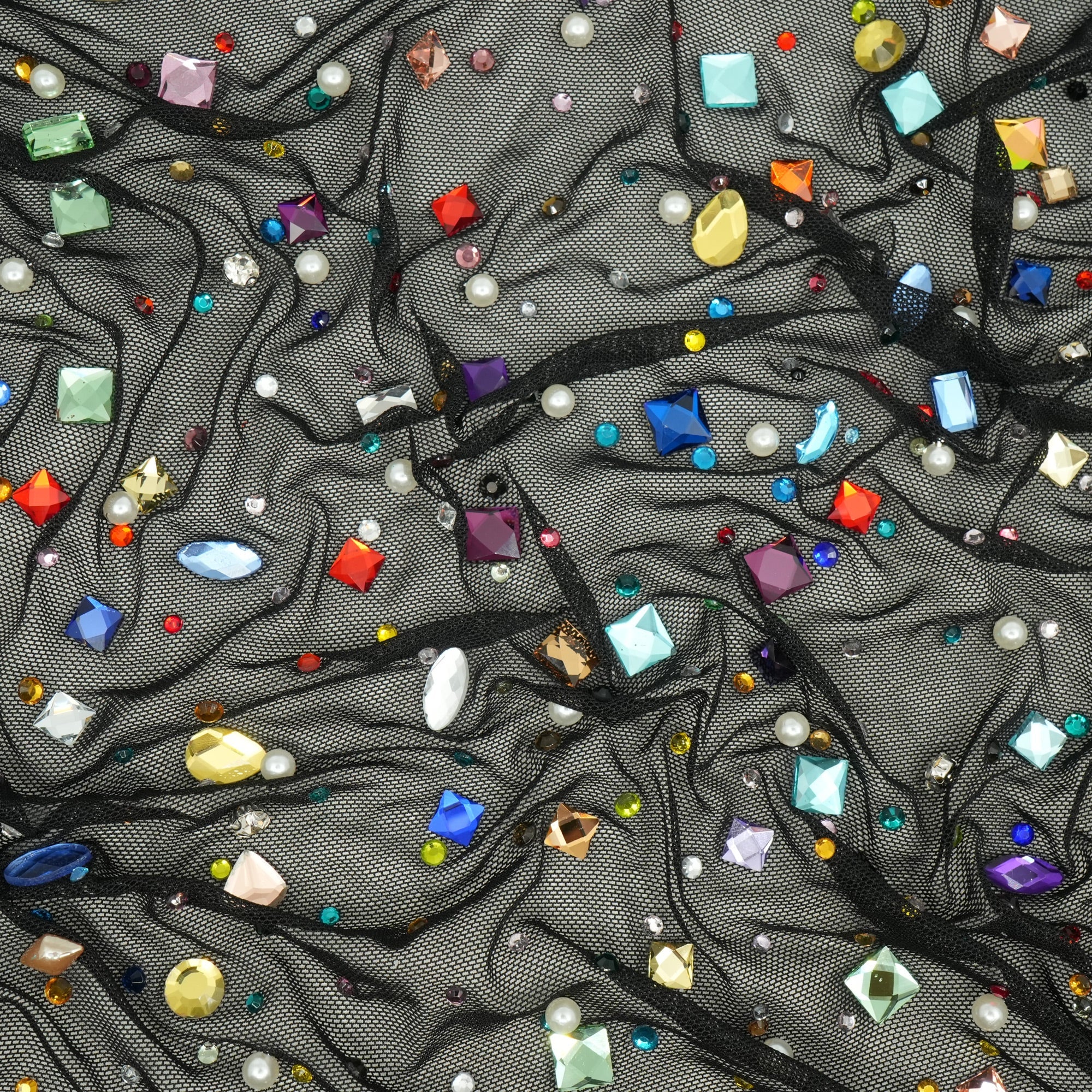 Brilliance Beaded with Rhinestone Stretch Mesh Fabric | CDW