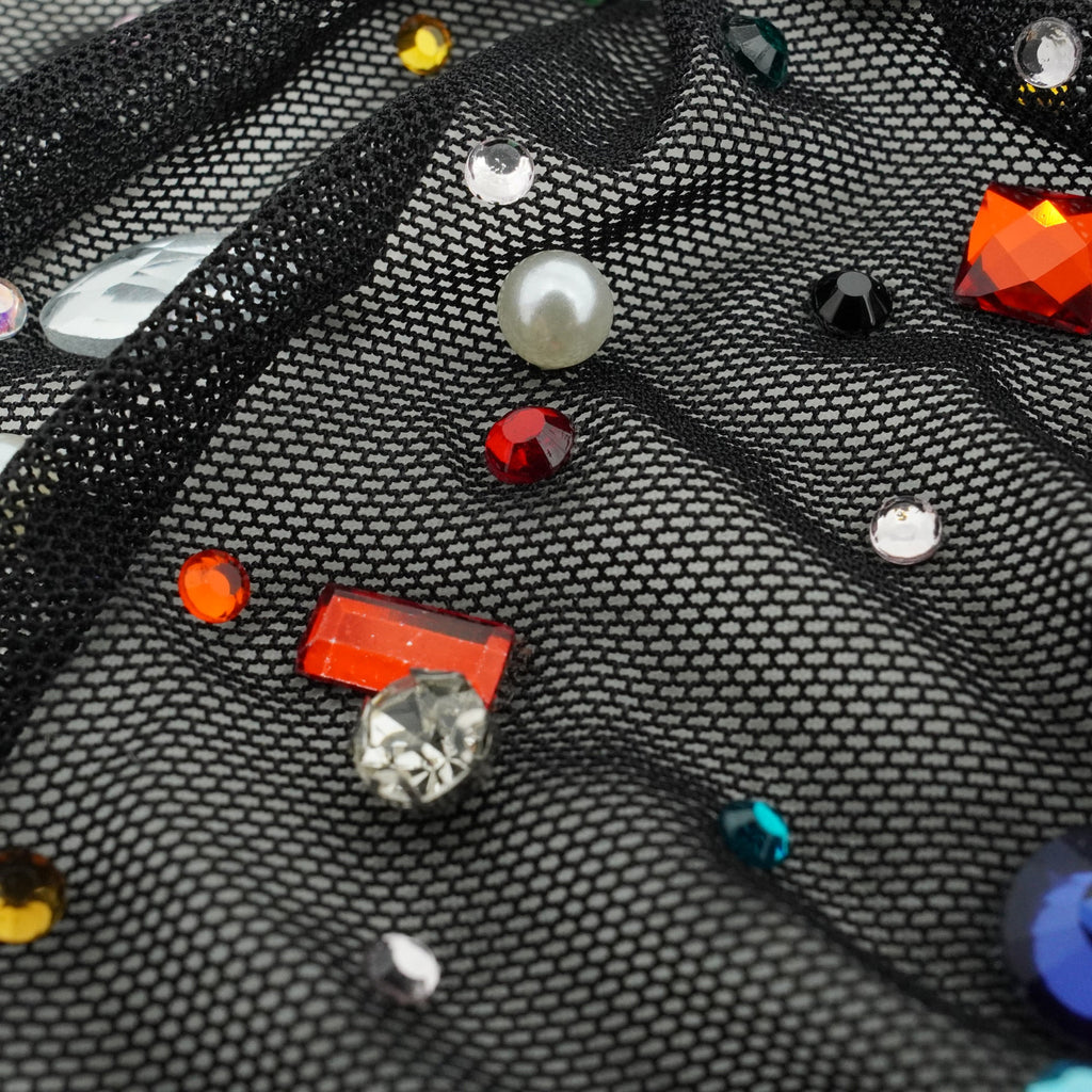 Brilliance Beaded with Rhinestone Stretch Mesh Fabric | CDW