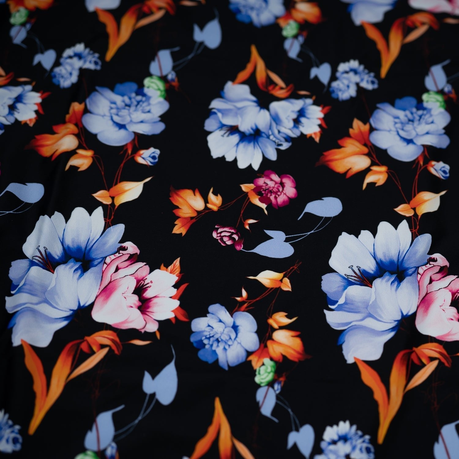 Midnight Floral Garden Printed Spandex Fabric | CDW