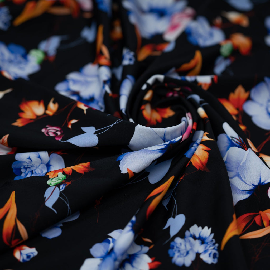 Midnight Floral Garden Printed Spandex Fabric | CDW