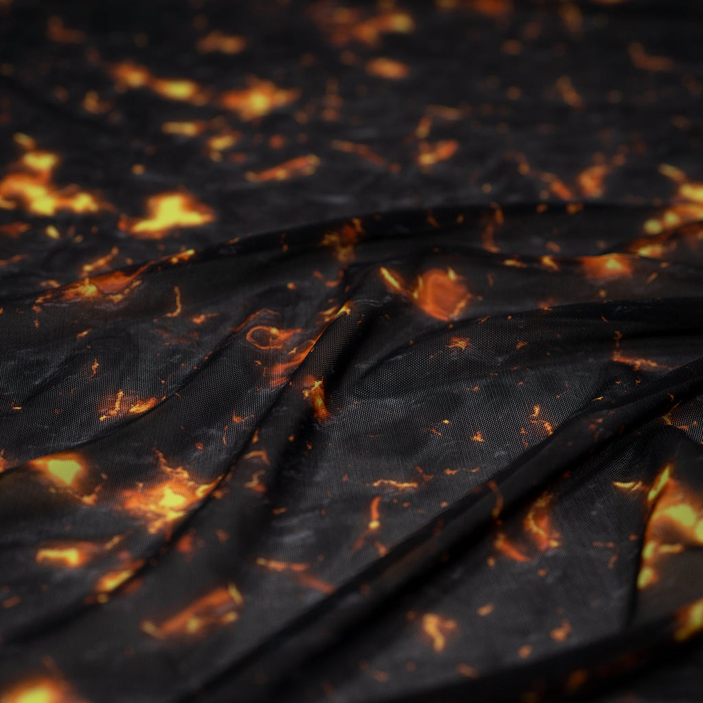 Molten Magma Printed Power Mesh Fabric | CDW