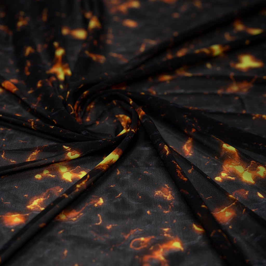 Molten Magma Printed Power Mesh Fabric | CDW
