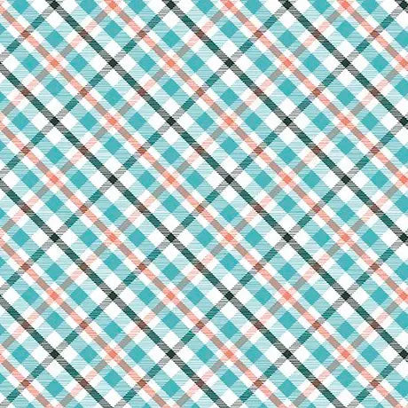 Multi Dahlias at Dusk Diagonal Check Cotton 44"/45" Fabric Per Yard