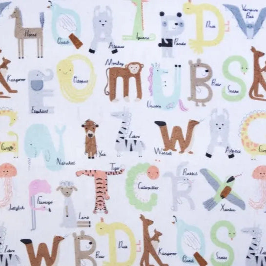 Multi Easy as ABC Digital Cuddle Fabric per yard