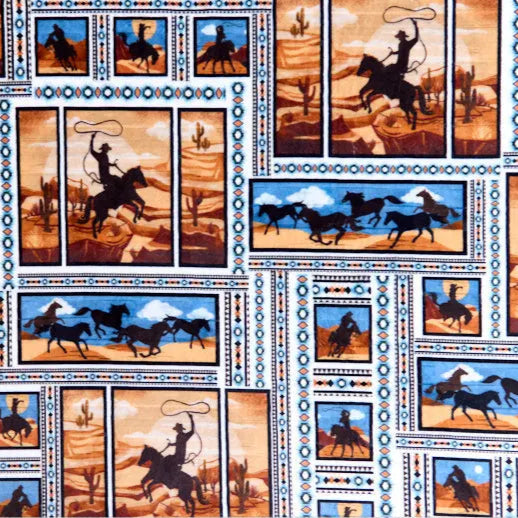 Multi Lone Star Digital Cuddle Jeans Fabric per yard