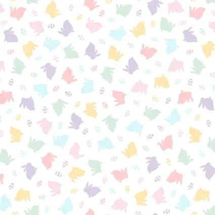 Multi Pastel Bunnies Cotton 43"/44" Fabric Per Yard