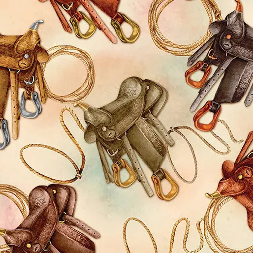 Multi Saddle Up Cotton 44"/45" Fabric Per Yard