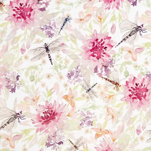 Multi Wild Dragonfly Digital Cuddle Elderberrry Fabric per yard