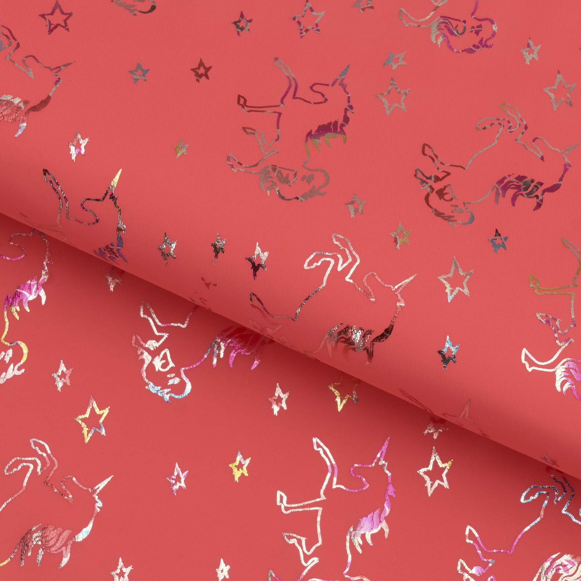 Unicorns Foil in Pink Printed Spandex Fabric | CDW
