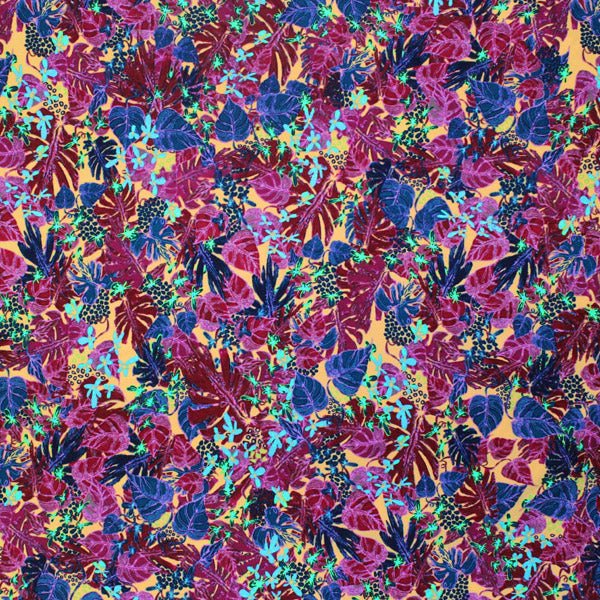 Purple Floral Plant Printed Spandex | CDW