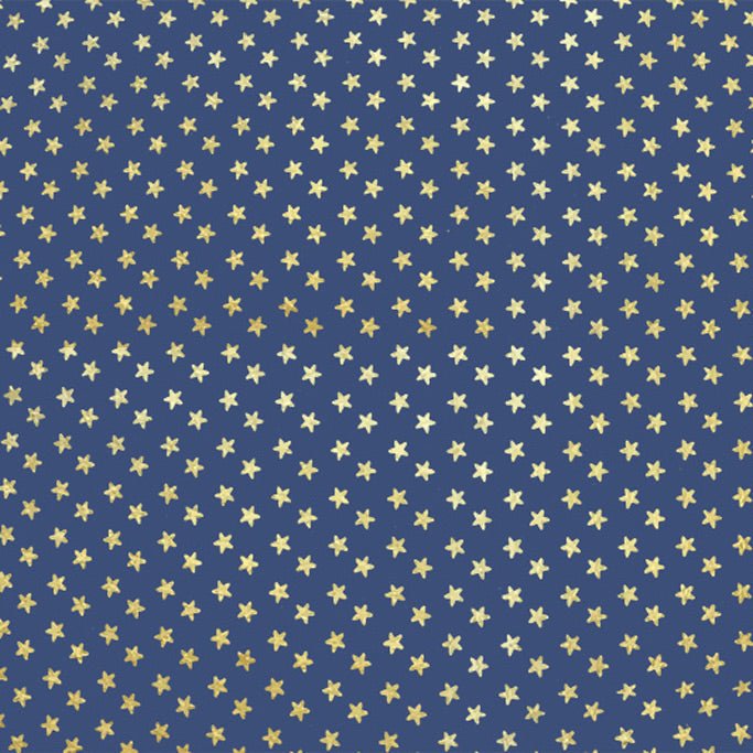 Gold Stars on Navy Foiled Spandex | CDW