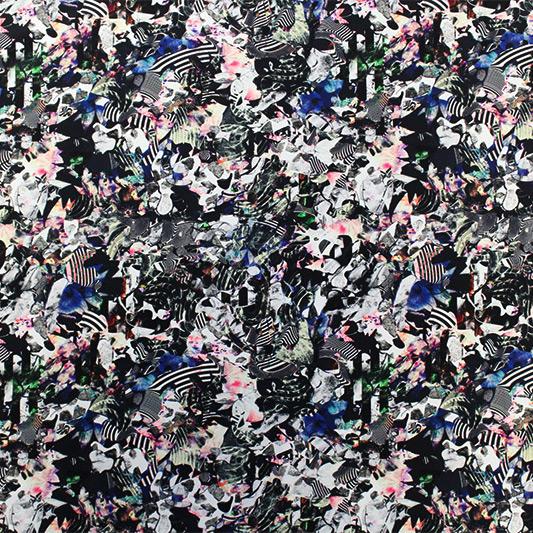 Black and White Collage Printed Spandex | CDW