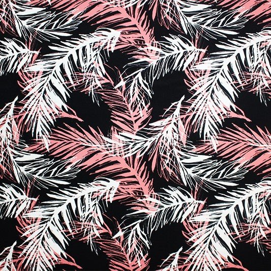Pink Palms on Black Printed Spandex | CDW