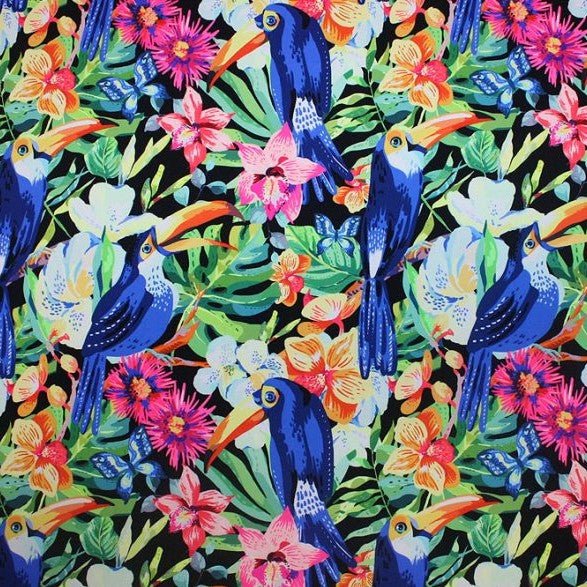 Toucans on Flowers Printed Spandex | CDW