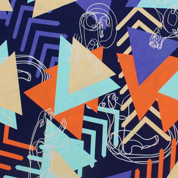 Modern Cat Line Drawing Printed Spandex Fabric | CDW