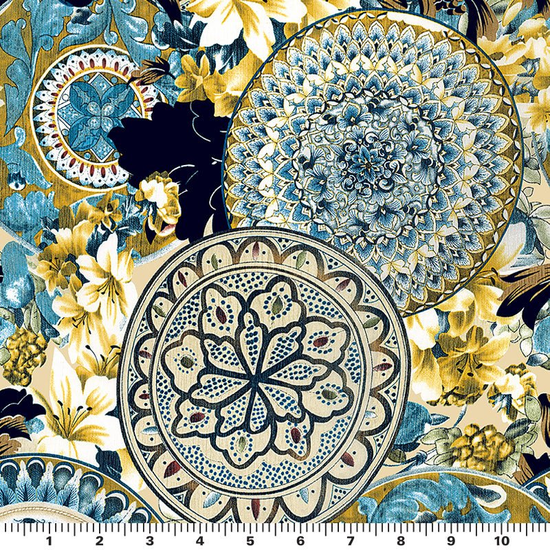 Romantic Mandalas and Lilies Printed Spandex Fabric | CDW