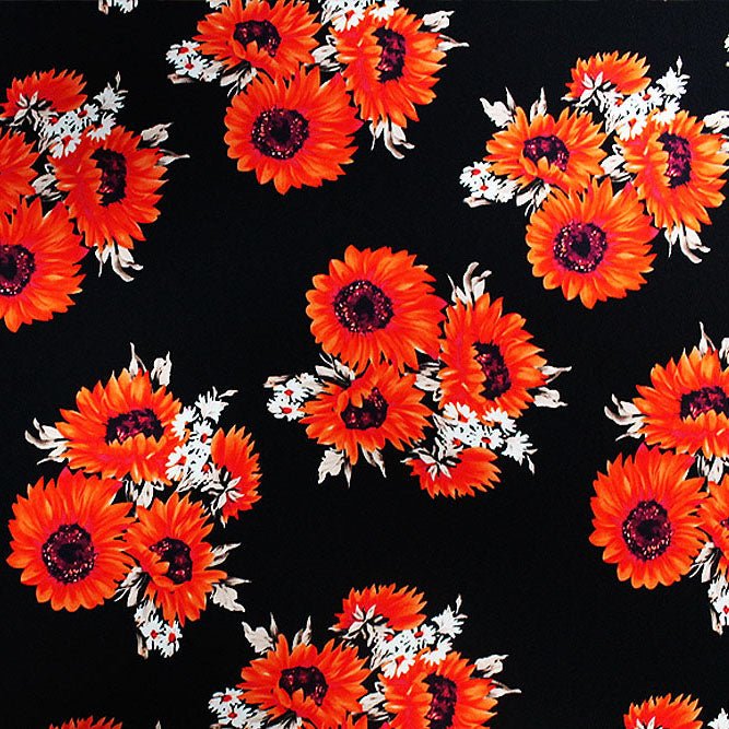Sunflower Clusters Printed Spandex Fabric | CDW