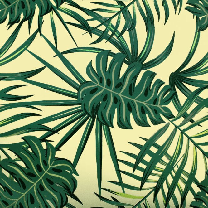 Palm Fronds and Monstera Printed Spandex Fabric | CDW