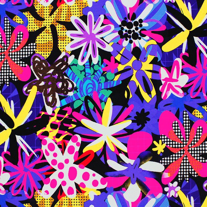 Punk Rock Flowers Printed Spandex Fabric | CDW