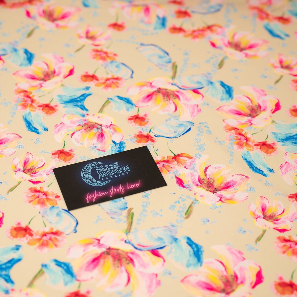 Painterly Flowers Printed Spandex Fabric | CDW