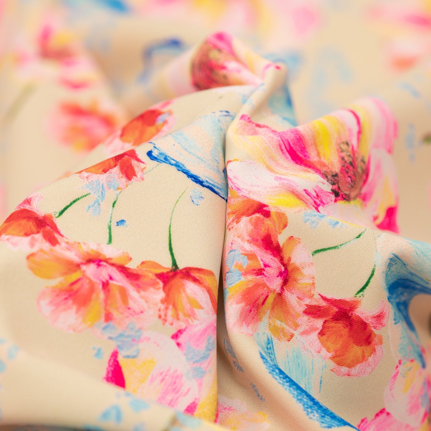 Painterly Flowers Printed Spandex Fabric | CDW