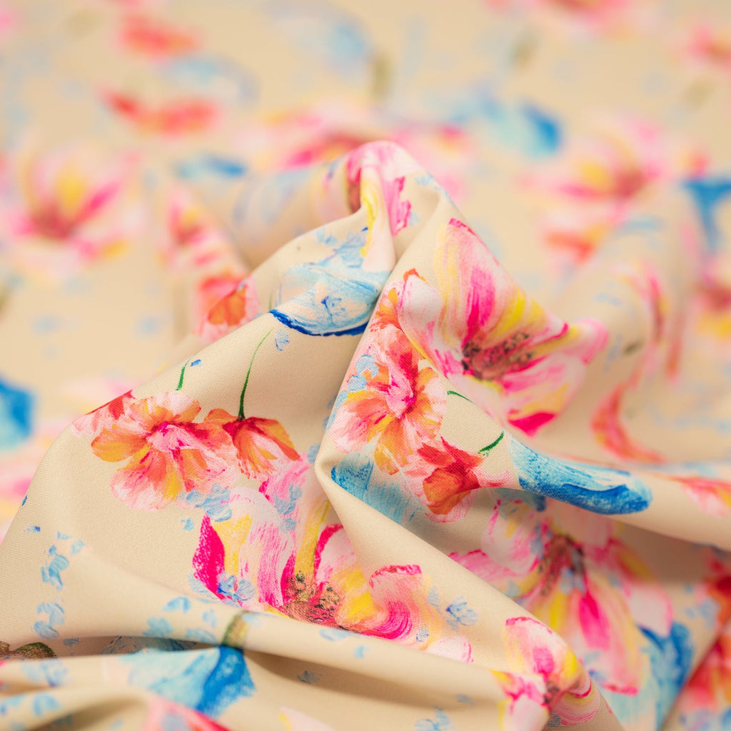 Painterly Flowers Printed Spandex Fabric | CDW