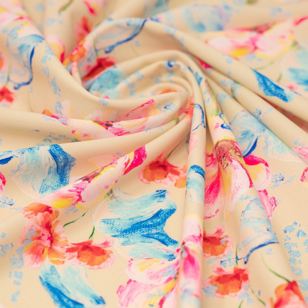 Painterly Flowers Printed Spandex Fabric | CDW