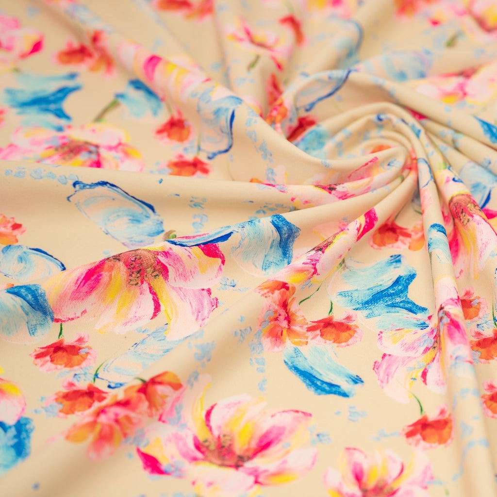Painterly Flowers Printed Spandex Fabric | CDW