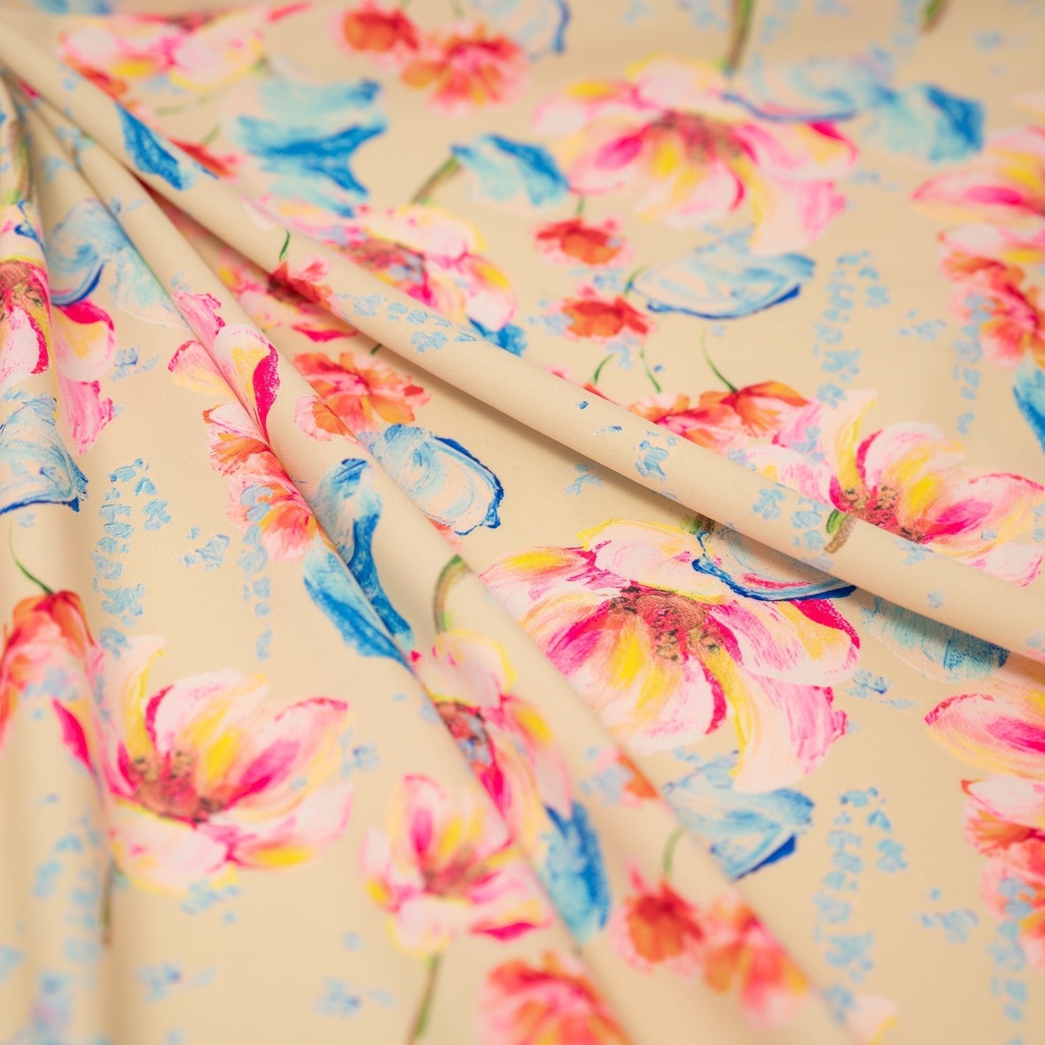 Painterly Flowers Printed Spandex Fabric | CDW