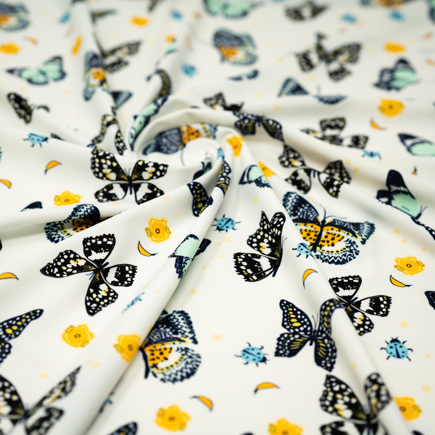 Butterflies and Ladybugs Printed Spandex Fabric | CDW