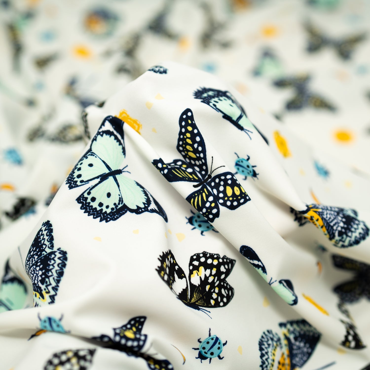 Butterflies and Ladybugs Printed Spandex Fabric | CDW
