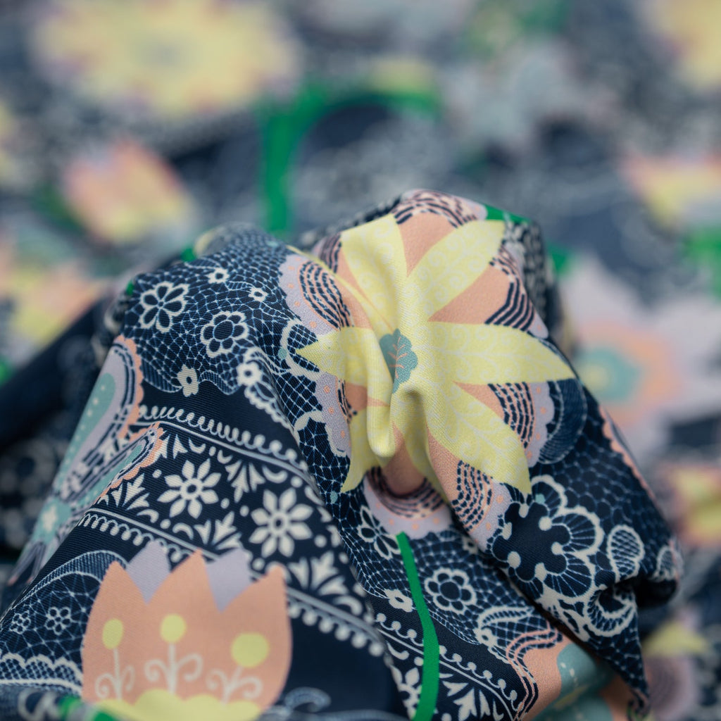 Chantilly Floral Lace Printed Spandex Fabric | CDW