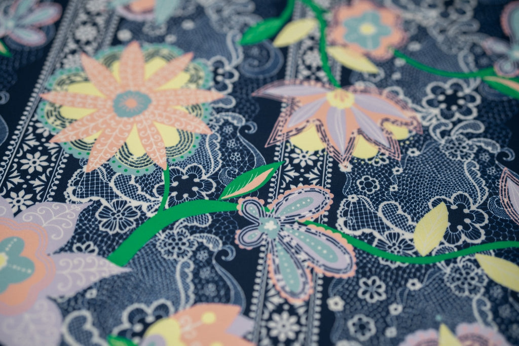 Chantilly Floral Lace Printed Spandex Fabric | CDW