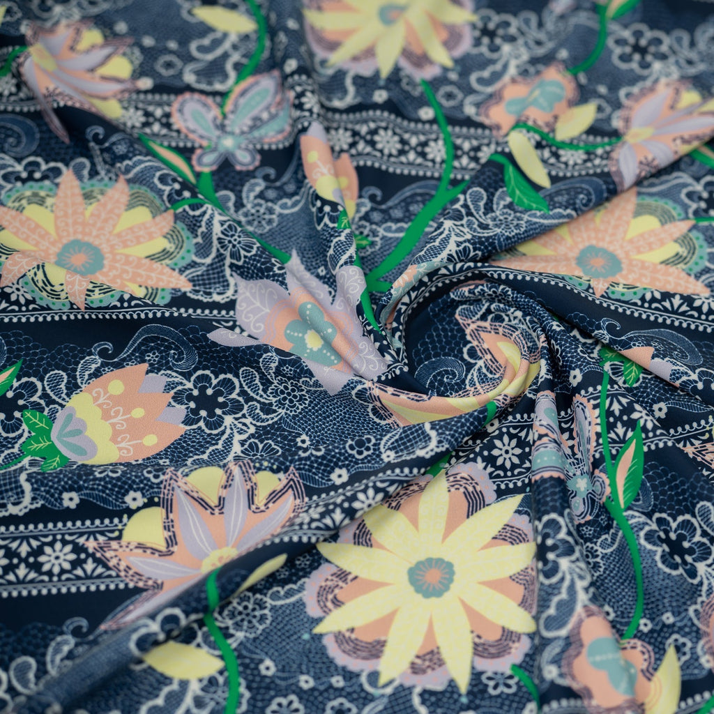 Chantilly Floral Lace Printed Spandex Fabric | CDW