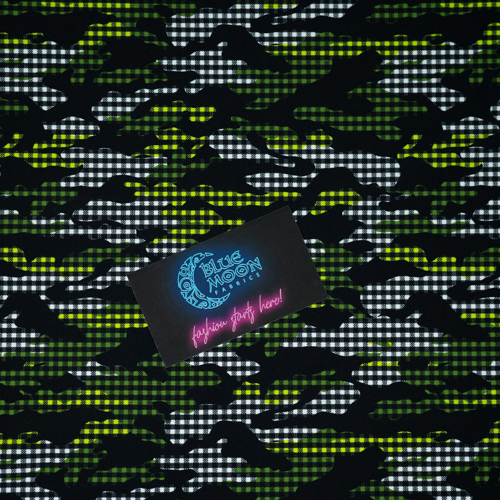 Camouflage Plaid Printed Spandex Fabric | CDW