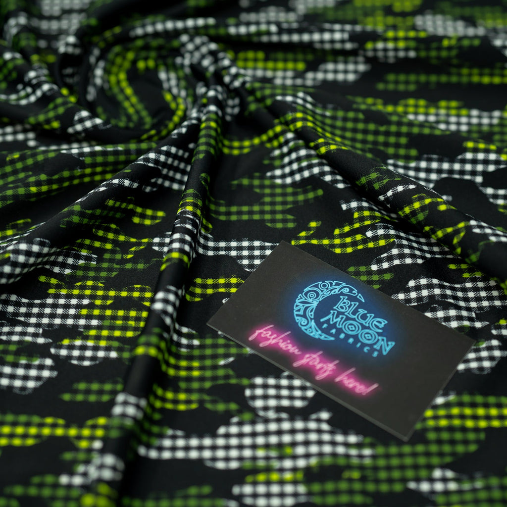Camouflage Plaid Printed Spandex Fabric | CDW