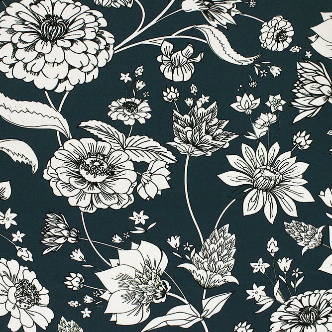Unfinished Flowers on Blue Ground Printed Spandex Fabric | CDW