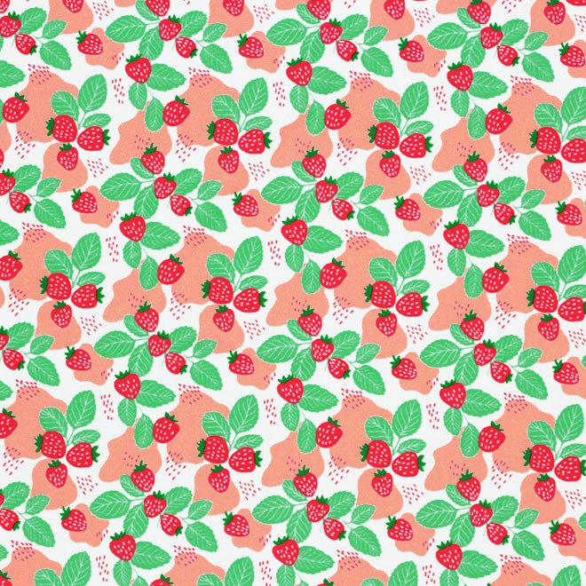 Strawberry Leaves Blush Mush Printed Spandex Fabric | CDW