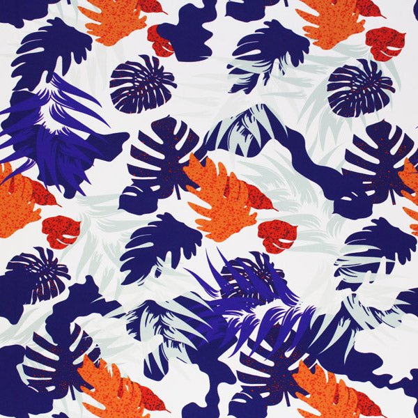 Purple and Orange Philodendron Printed Spandex | CDW