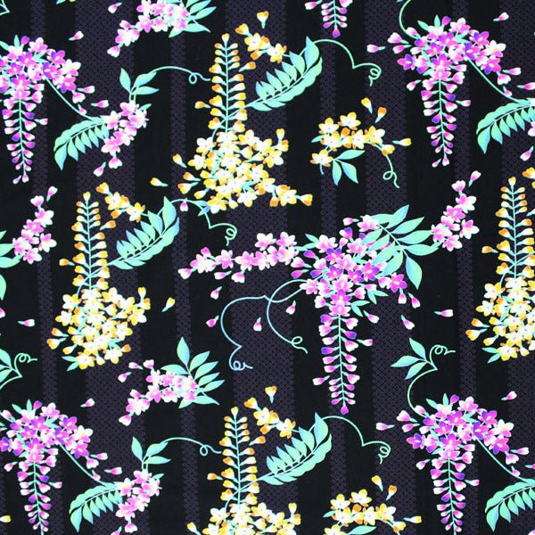 Tossed Flowers In The Night Printed Spandex | CDW