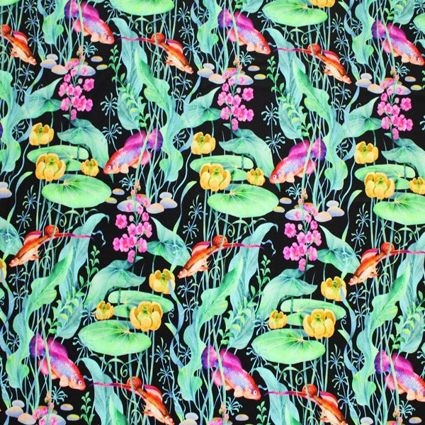 Lily Pad Fish Pond Printed Spandex | CDW