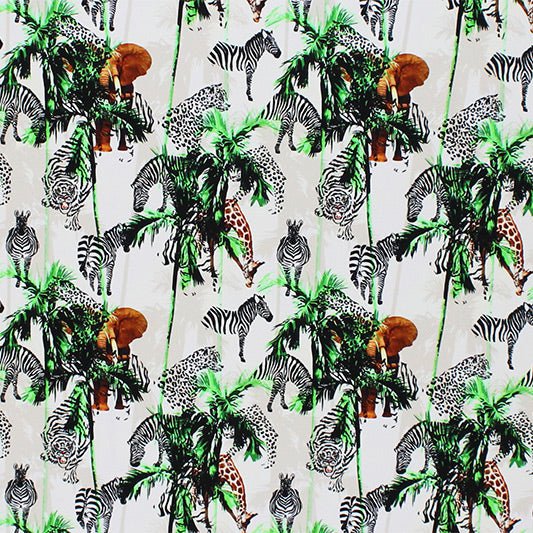 Zebra and Tiger Palm Tree Safari Printed Spandex | CDW