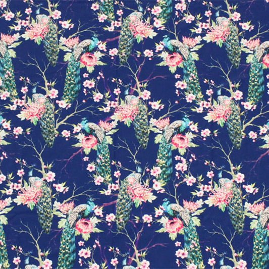 Peacocks on Branches Printed Spandex | CDW