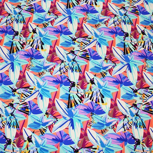 Geometric Flowers Printed Spandex | CDW