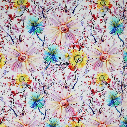 Watercolor Daisies Printed Spandex | CDW