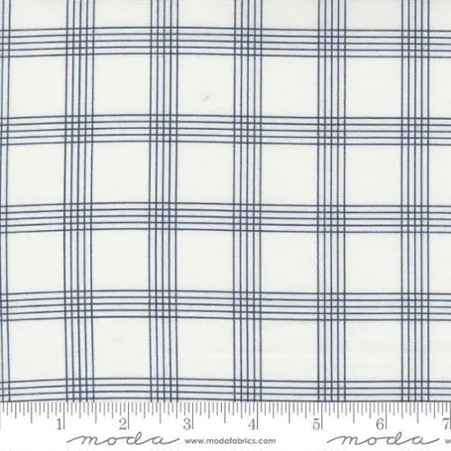 Nantucket Summer Cream Navy Plaid Checks Plaids 44"/45" Fabric Per Yard
