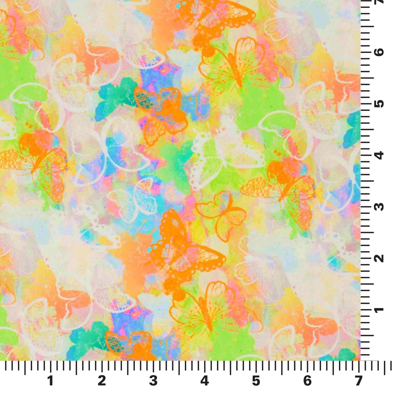 Neon Butterflies Printed Spandex Fabric | CDW