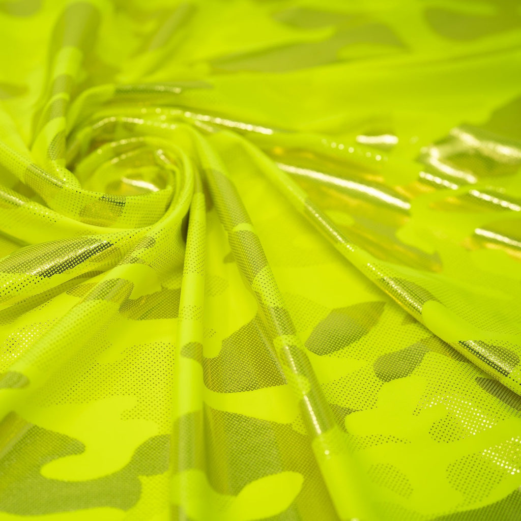 Neon Nugi Foil Printed Cationic Spandex Fabric | CDW