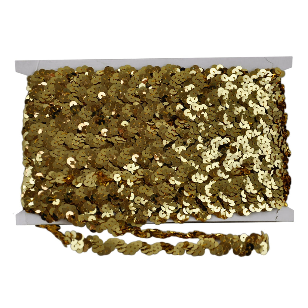 Non-Stretch Sequin Trim - 1/2" Width (25 Yard Roll) - BQ-304-10 Gold